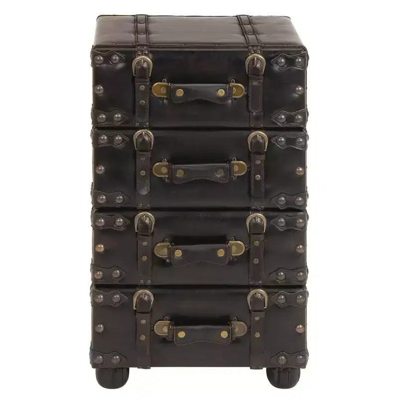 Wood Stacked Side Chest Dark Java - Olivia & May: Rubberwood Frame, No Assembly Required, 4-Drawer Dresser