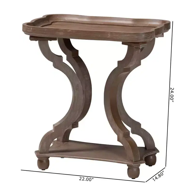 Wood End Table, Antique Brown, Mid-Century Style Side Table for Living Room & Bedroom