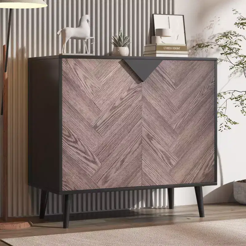 31.5 Storage Cabinet with Shelf & Doors, Modern Sideboard Buffet, Free-Standing Accent Cabinet for Dining Room, Living Room, or Entryway
