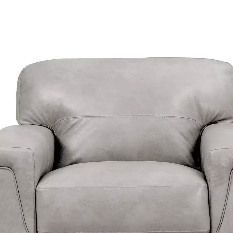 43" Cornelia Accent Chair Beige Leather - Acme Furniture: Mid-Century, Tufted, Wood Composite