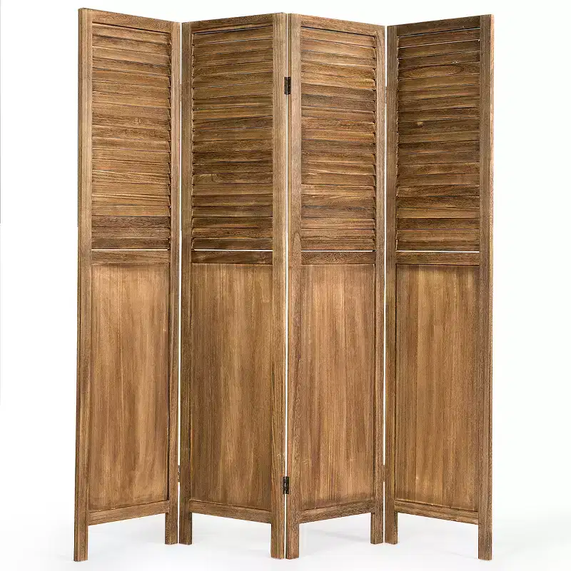 4 Panel Folding Privacy Room Divider Screen Home Furniture 5.6 Ft Tall Brown
