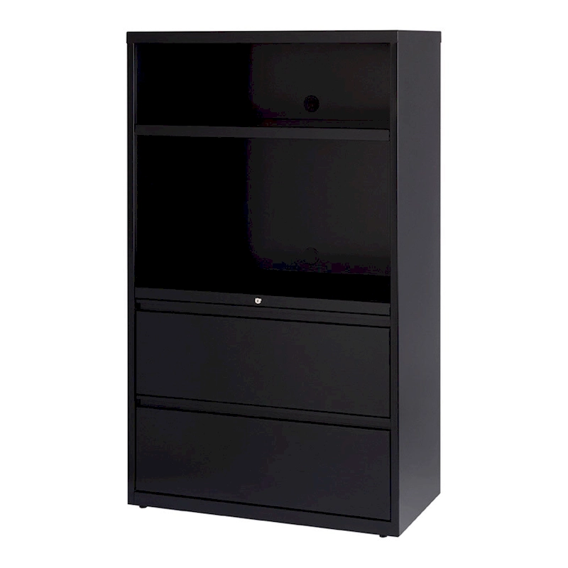 Hirsh HL8000 Combo Lateral File Cabinet, 36 Wide 2-drawer 2-shelf