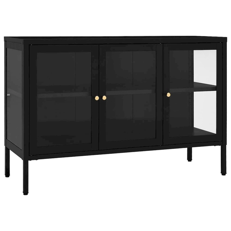 vidaXL Sideboard Black 41.3x13.8x27.6 Steel and Glass