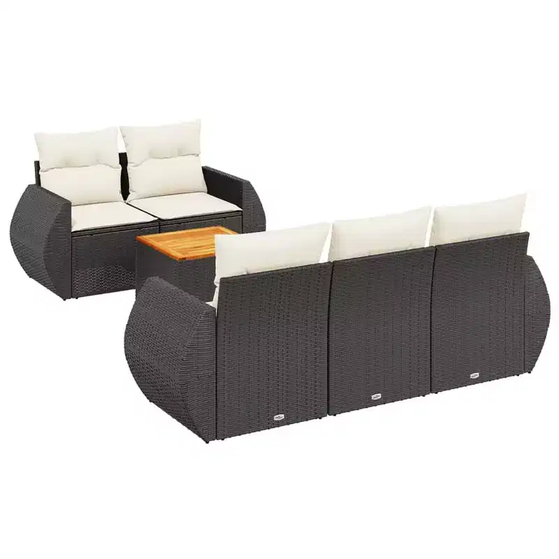 vidaXL 6 Piece Patio Sofa Set with Cushions Poly Rattan