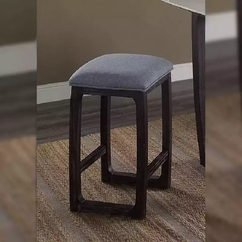 Counter Height Barstool with Linen Upholstered Seat and Wood Base