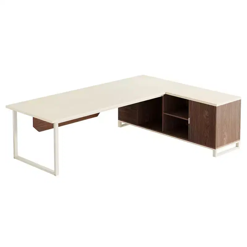 Lantine L-Shaped 70.8 Executive Computer Desk 55 File Cabinet