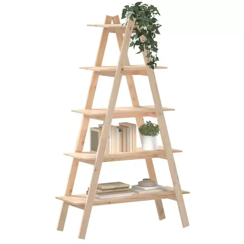 vidaXL 5-Tier Shelf Free Standing A-shape Display Bookcase Solid Wood Pine