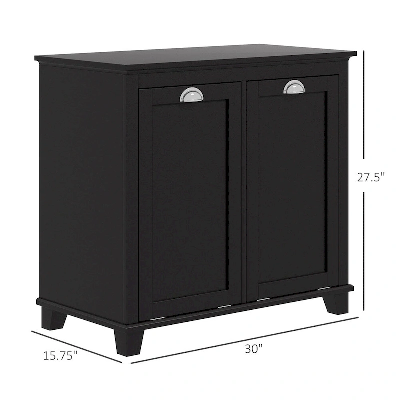 Dual Tilt out Laundry Hamper Cabinet,Bathroom Storage Cabinet w/Hamper