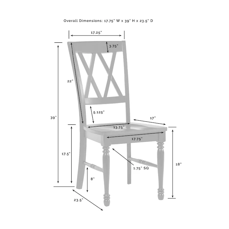 Crosley Shelby Cherry/Antique White Wood Dining Chair (Set of 2) - 17.75 W x 23.5 D x 39 H