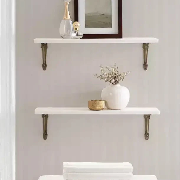 Marble Wall Shelf, White and Gold, 20