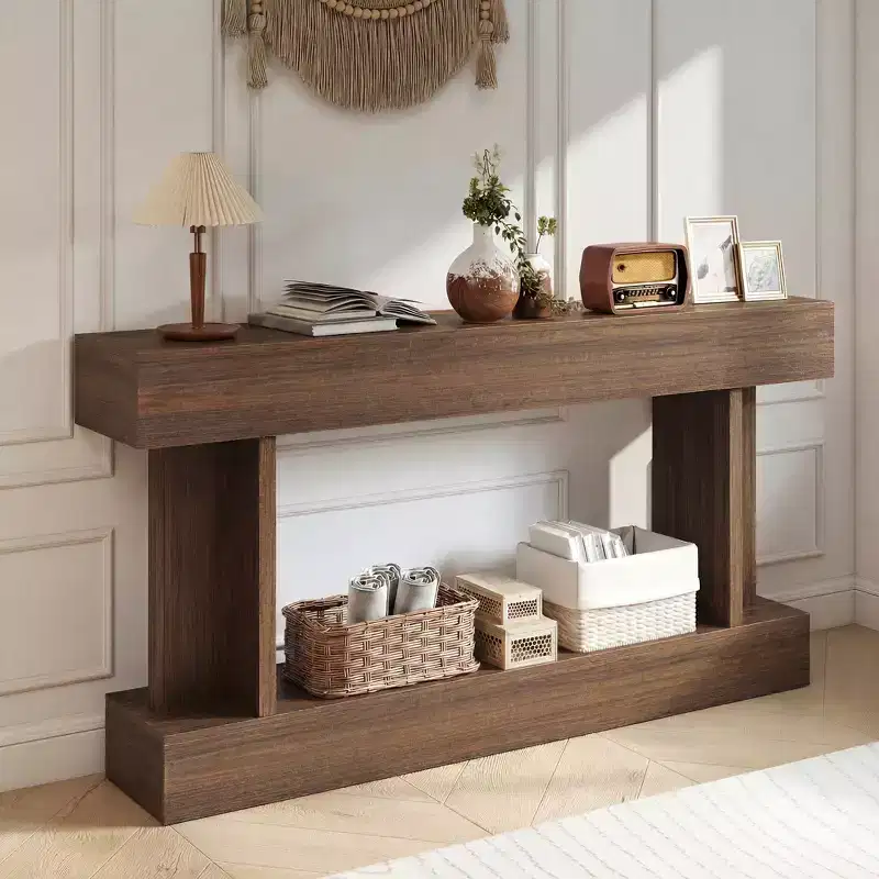 HOMCOM 63 Inch Long Console Table, Vintage Entryway Table