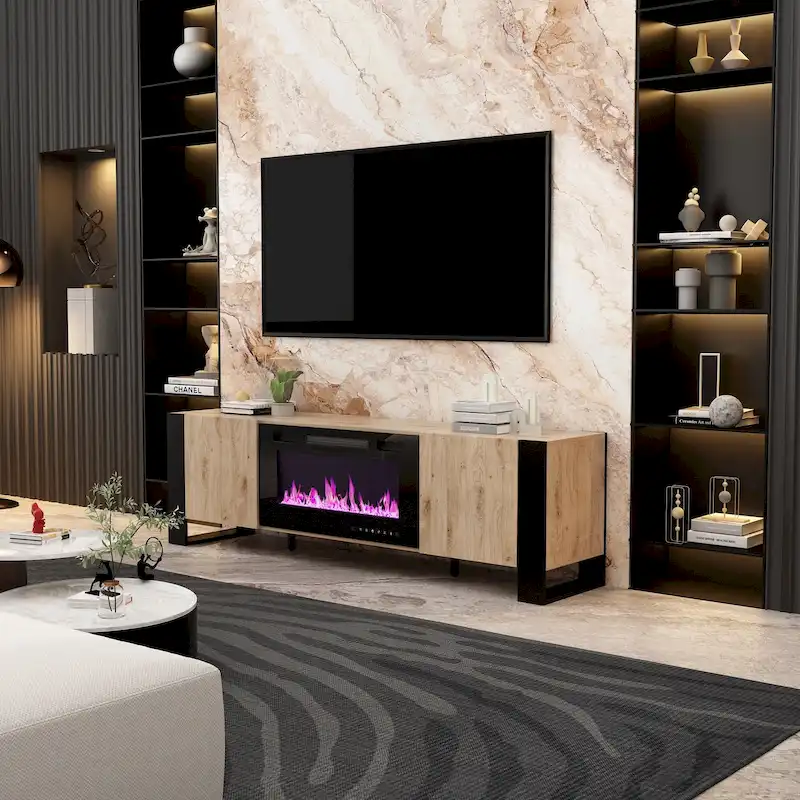 Entertainment Center with Fireplace Option:2 Flame Modes1500W 68.9W