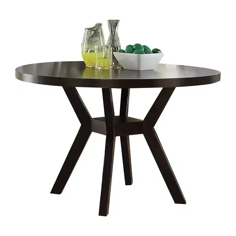 Drake Dining Table Wood/Espresso - Acme Furniture: Flared Legs, Lower Shelf, Seats 4