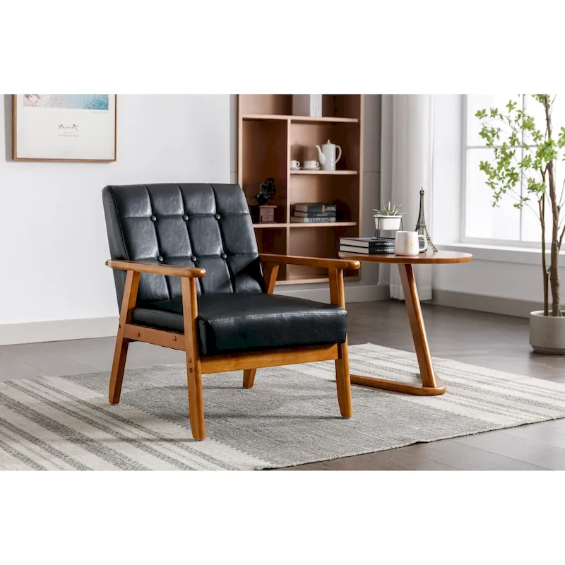 Upholstered Accent Arm Chair with Wooden Legs
