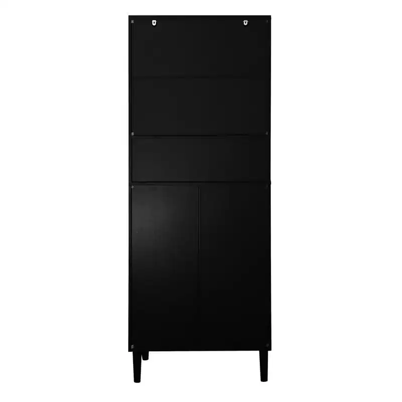 63 Tall Kitchen Pantry Cabinet, Buffet Cupboard Cabinet with Glass Doors, Freestanding Food Pantry Cabinet for Kitchen Living Room and Bathroom