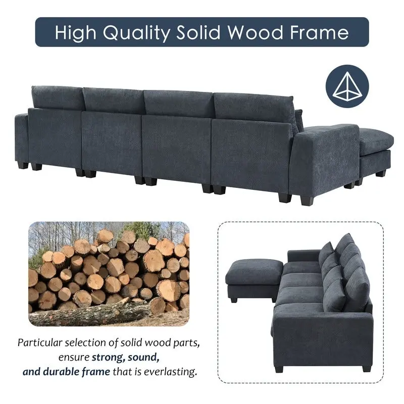 Modern L-Shape Sectional Sofa with Reversible Chaise