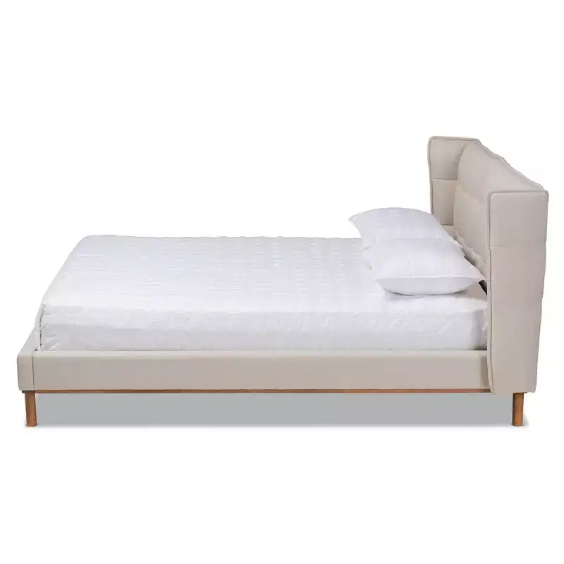 Gretchen Fabric Upholstered Wood Platform Wingback Bed - Baxton Studio