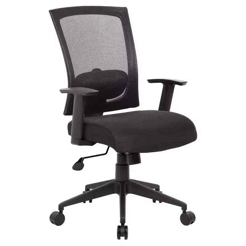 Mesh Back Task Chair Black: Ergonomic, Adjustable Arms, Swivel, Nylon Legs