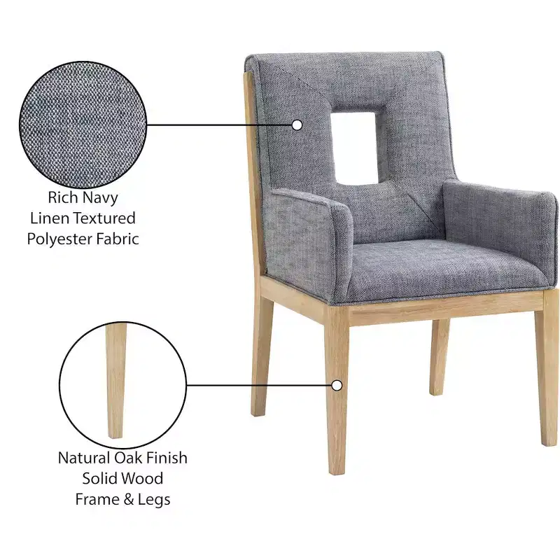 Meridian Furniture,Gwendolyn Linen Textured Fabric Dining Arm Chair