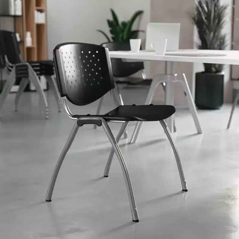 Home and Office Plastic Stack Chair with Perforated Back - Guest Chair