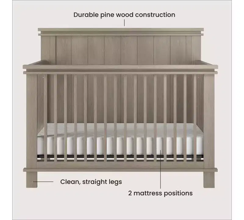 Child Craft Denman Crib, Dresser and Chest Nursery Set, 3-Piece, Includes 4-in-1 Convertible Crib, Dresser and Chest