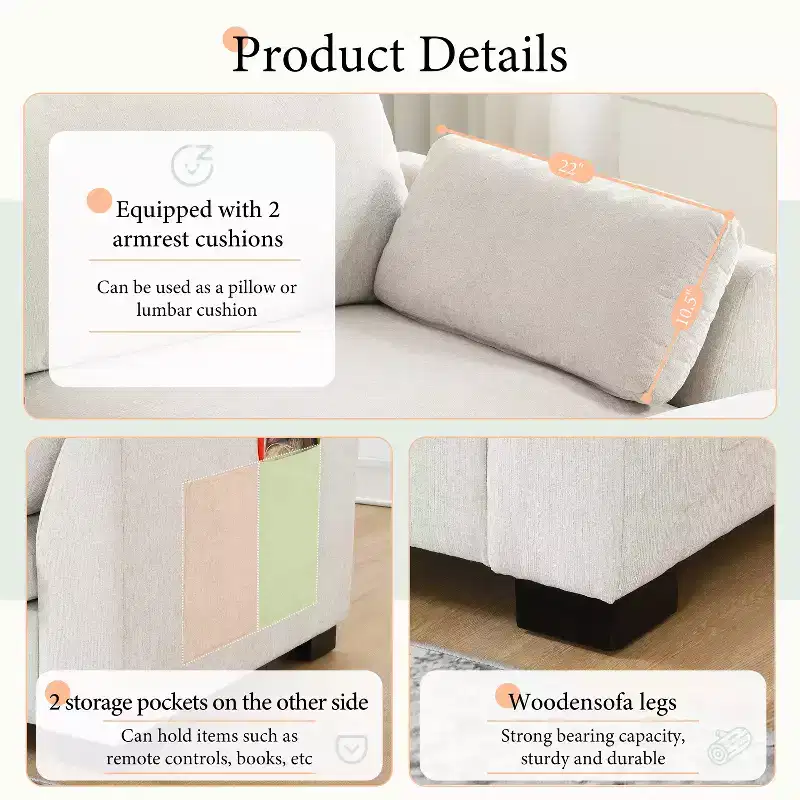 Merax 5-Seat Chenille Upholstery L-Shaped Modular Sectional Sofa