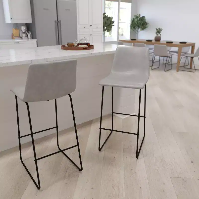 Merrick Lane 30 inch Faux Bar Height Bucket Seat Stools, Set of 2