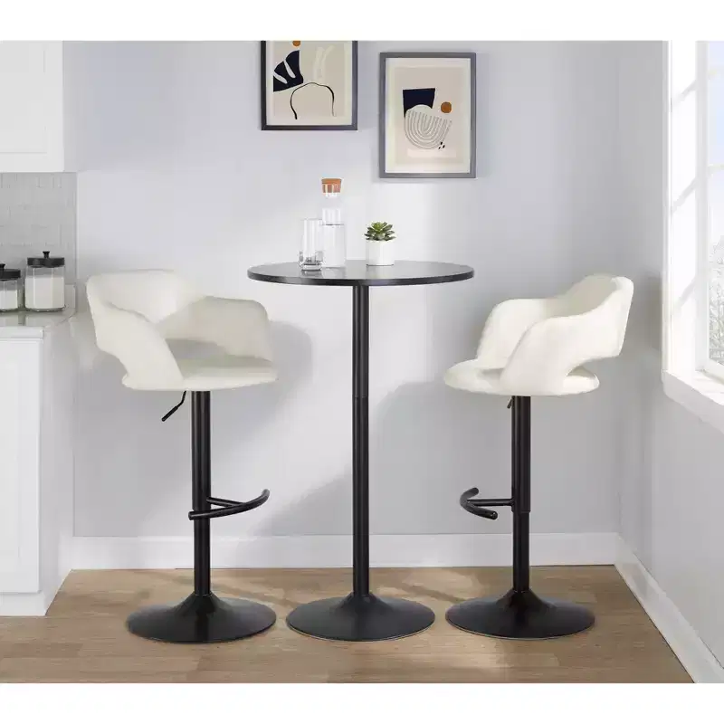 LumiSource Set of 2 Margarite Adjustable Barstools Black PU