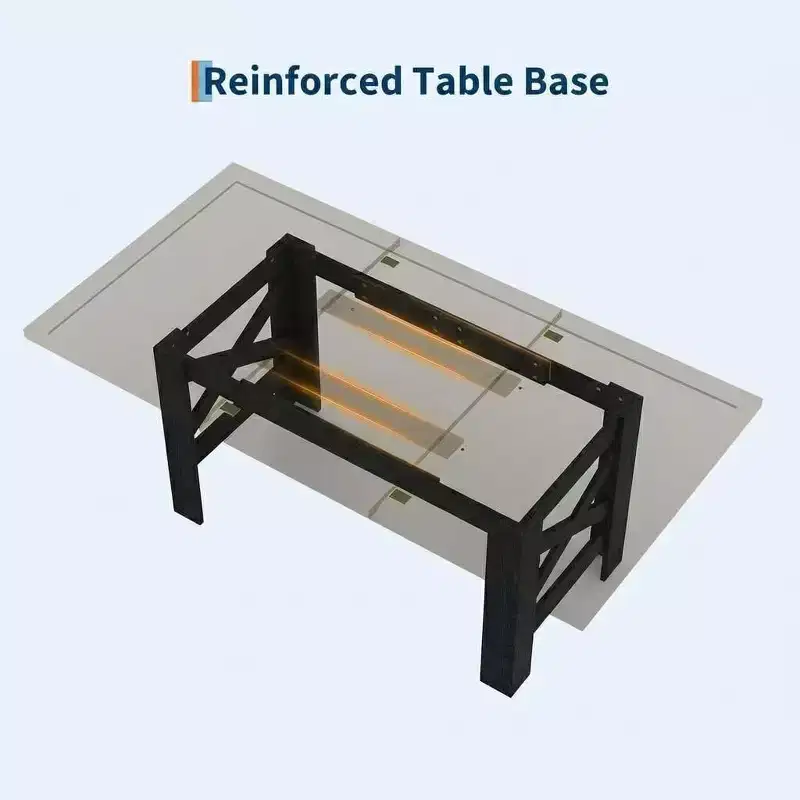 LinTime Spacious 71'' Farmhouse Dining Table for 6-8 - Sturdy Wood Rectangular Table - Thick Top & Sturdy Triangular Legs - for Kitchen