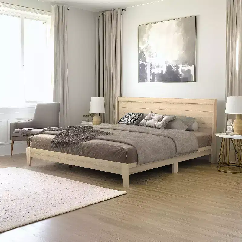 King Bed with Headboard Oslo Oak