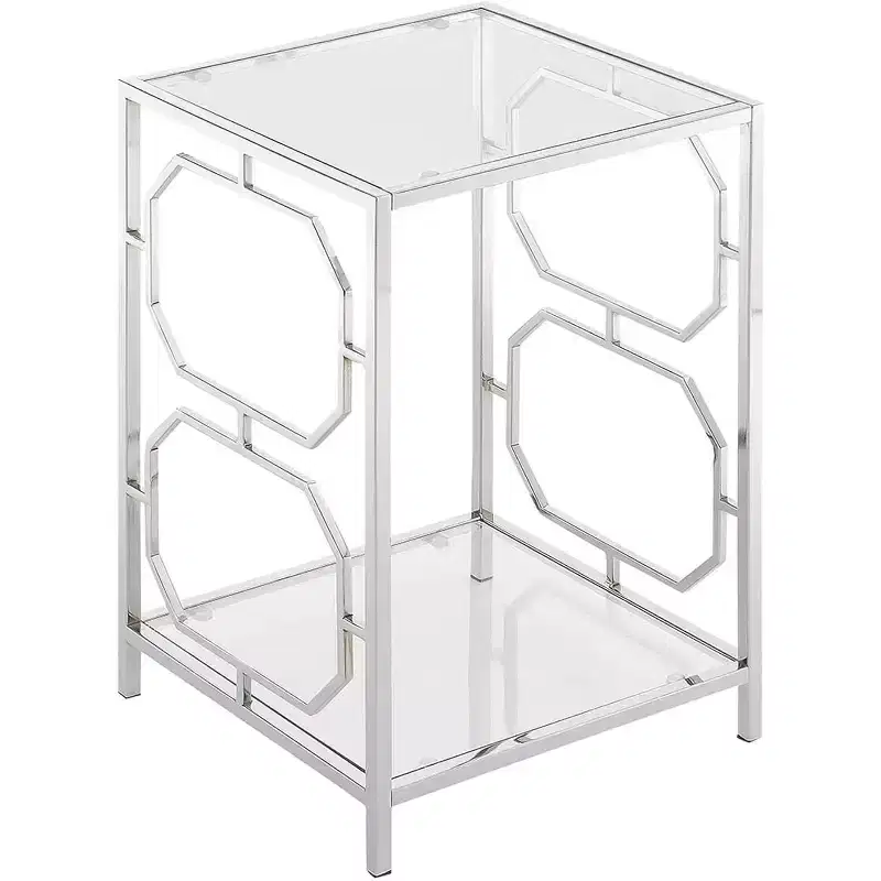 HomeStock Belmont Chrome End Table with Sleek Frame and Smooth Surface, Contemporary Accent Side Table for Modern Living Room or Office Use