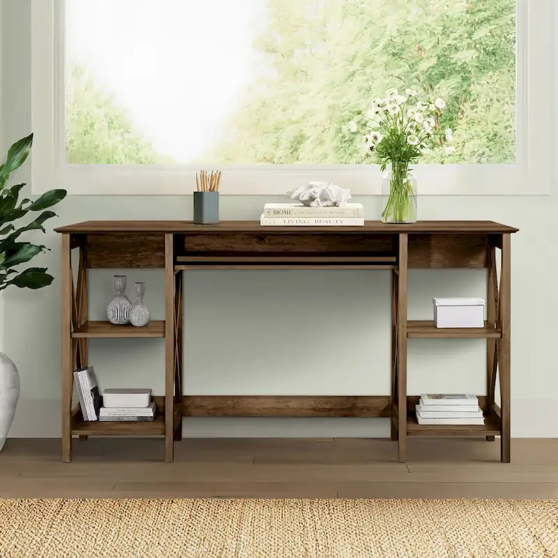 Saint Birch Honduras 58 Transitional Open Shelves Writing Desk
