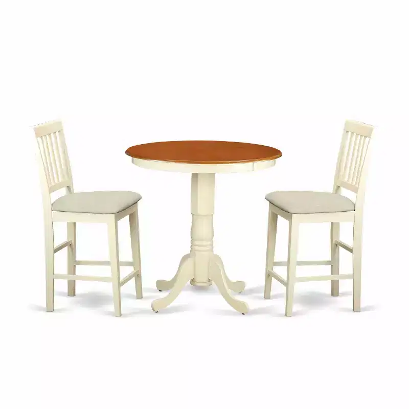 Counter Height Dining Set - 5 Piece Table & Chairs - Modern Bohemian Style - Round Table & Elegant Design