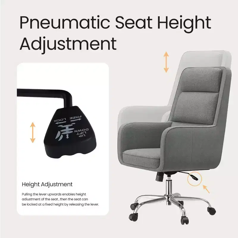 Adjustable Office Chair with 360 Swivel, Premium Chenille Upholstery, Spring-Foam Cushion, and Quiet Rollerblade Casters