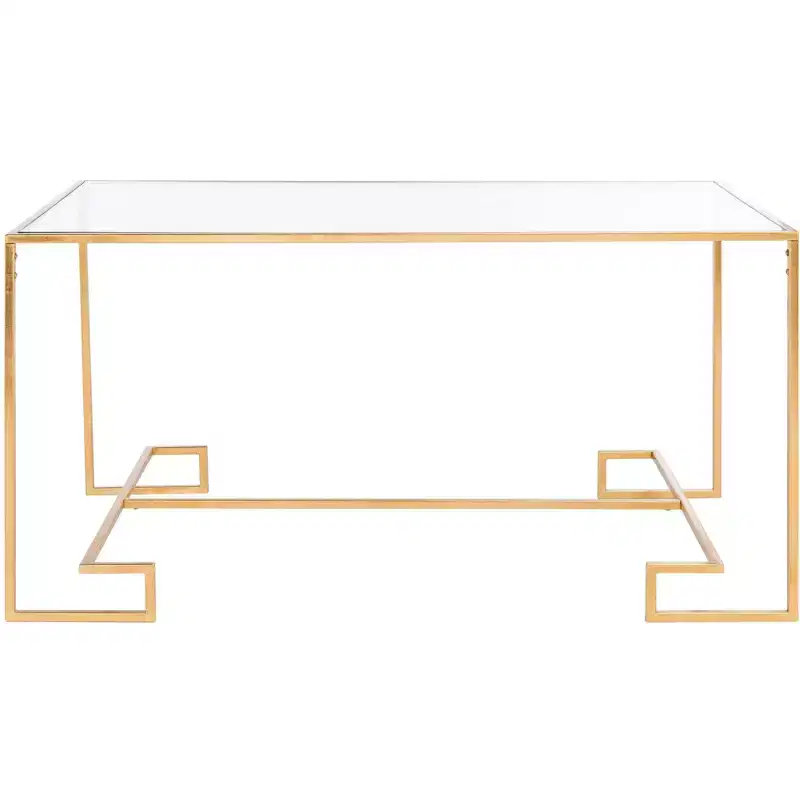 Round Glass Top Coffee Table with X-Base