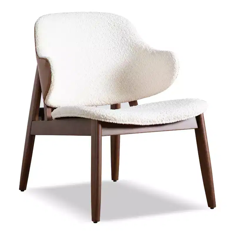 HOMES: Inside + Out Creekside Mid-Century Modern Boucle Wingback Accent Chair Walnut