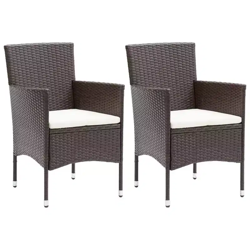 vidaXL Rattan Chair Set of 2 Poly Rattan and Steel