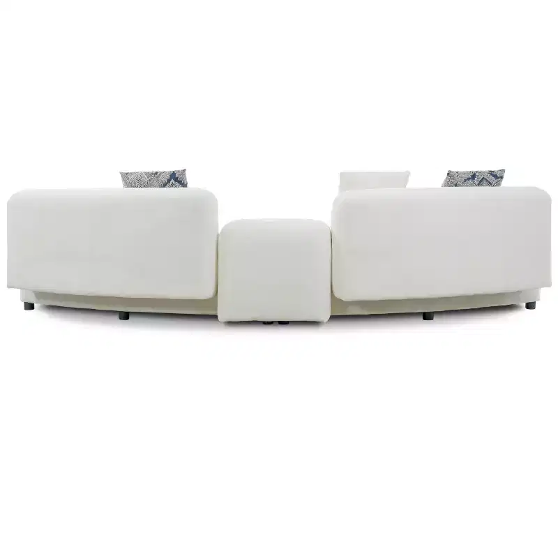 Christopher Knight Home Alvis Modern 122 Curved Fabric Upholstered 4-Seater Sofa Couch with 3 Pillows