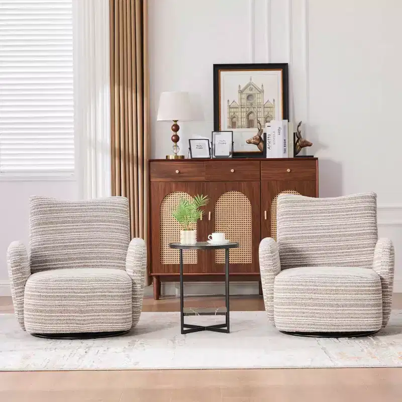 MAYEERTY 360 Swivel Barrel Chair, Fluffy Velvet, Living Room Office, Multi-Color