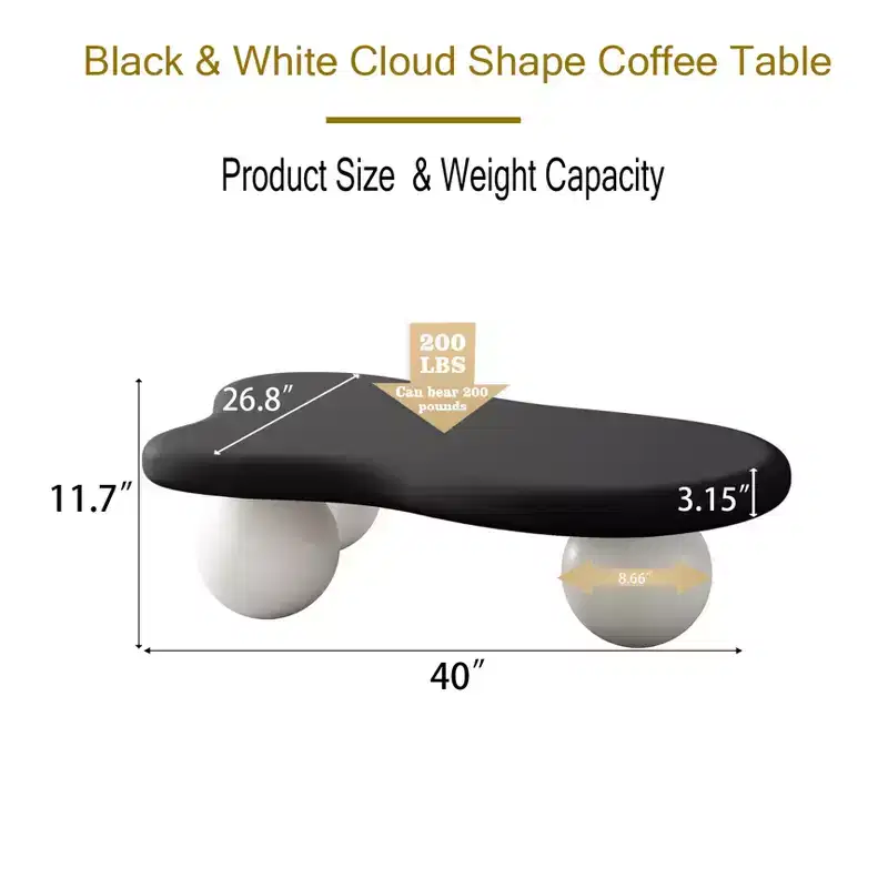 GDFStudio Dominic 40 Cloud Shaped Wood Top Coffee Table with Ball Plastic Legs