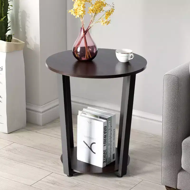 Chipboard & Iron Round 2-Tier End Table 22.5''H x 19.5'' diameter