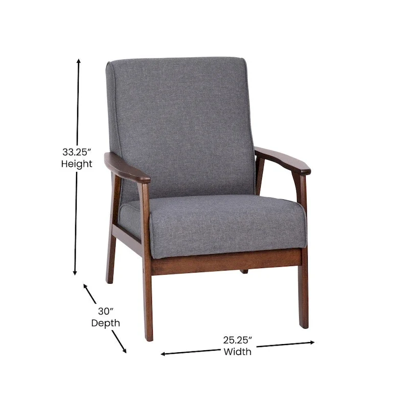 Mid-Century Modern Armchair with Wooden Frame and Faux Leather Cushions