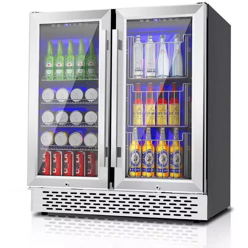 RLPI 30 in. Dual Zone Built-In/Freestanding Cooler, 60 Wine Bottles and 130 Cans, Stainless Steel with RGB LED
