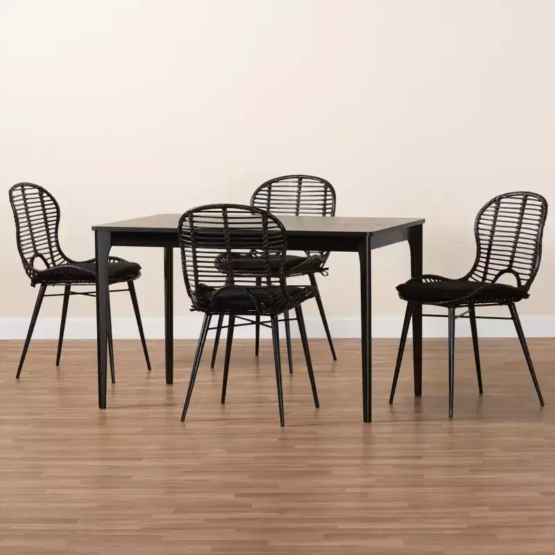 Baxton Studio Brenna Modern Bohemian Wood 5-Piece Dining Set