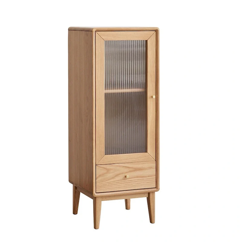 Storage Cabinet with Glass Door, 2 Shelves and 1 Drawer