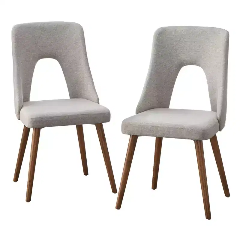 Lifestorey Set of 2 Clover Mid Century Modern Dining Chair Gray/Walnut