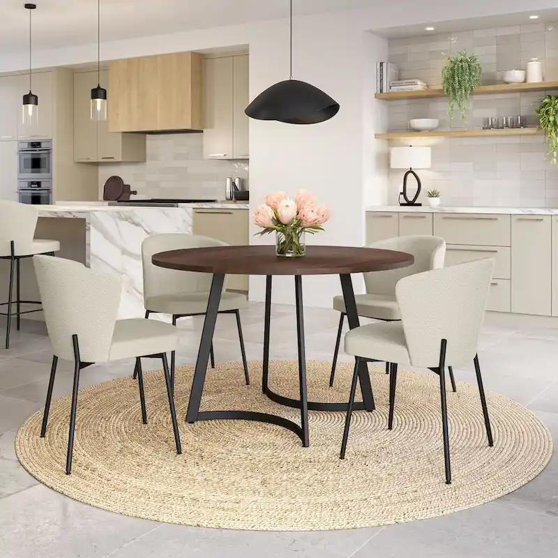 Amisco Joelle Solid Wood Table and Camilla Chairs 5-Pieces Dining Set