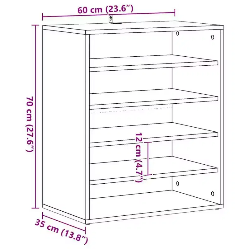 vidaXL Shoe Cabinet White Engineered wood Medium Shoe Cabinet