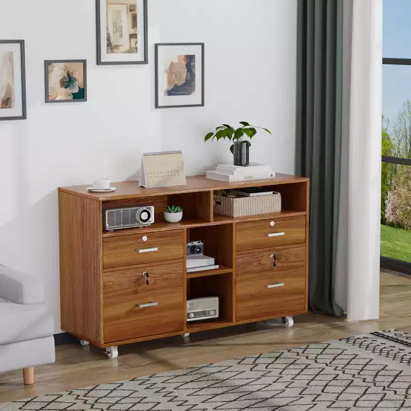 4-Drawer Brown MDF Lateral File Cabinet, 40.94