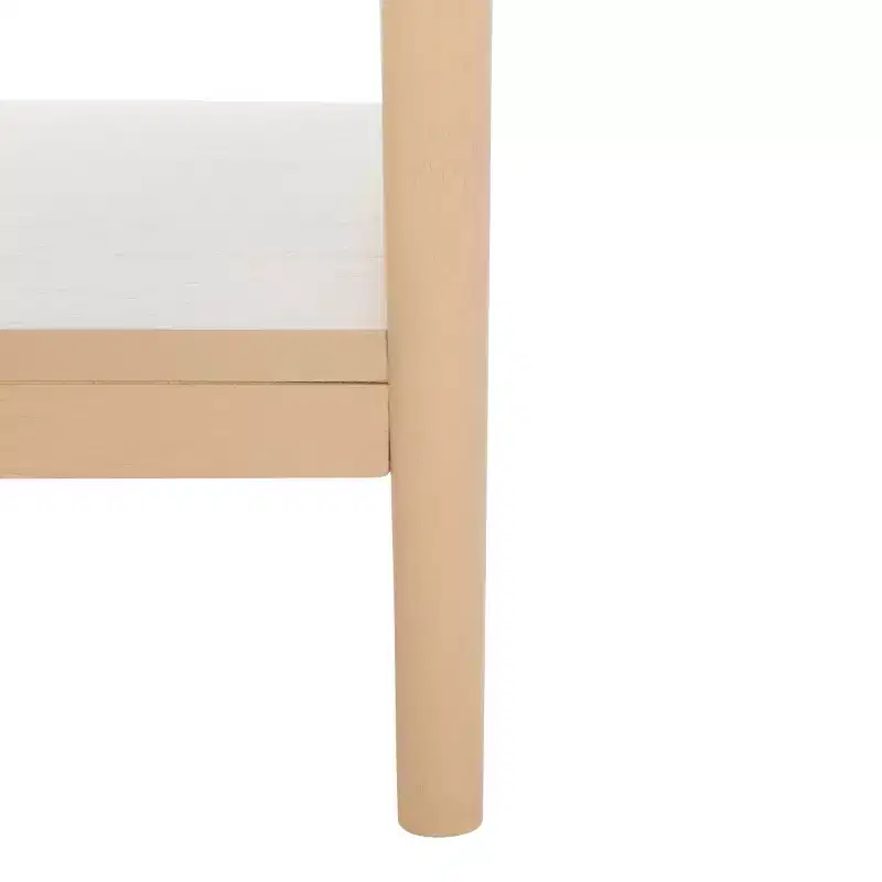 1-Drawer Rubberwood Nightstand with Open Shelf, Whitewash Finish, No Assembly